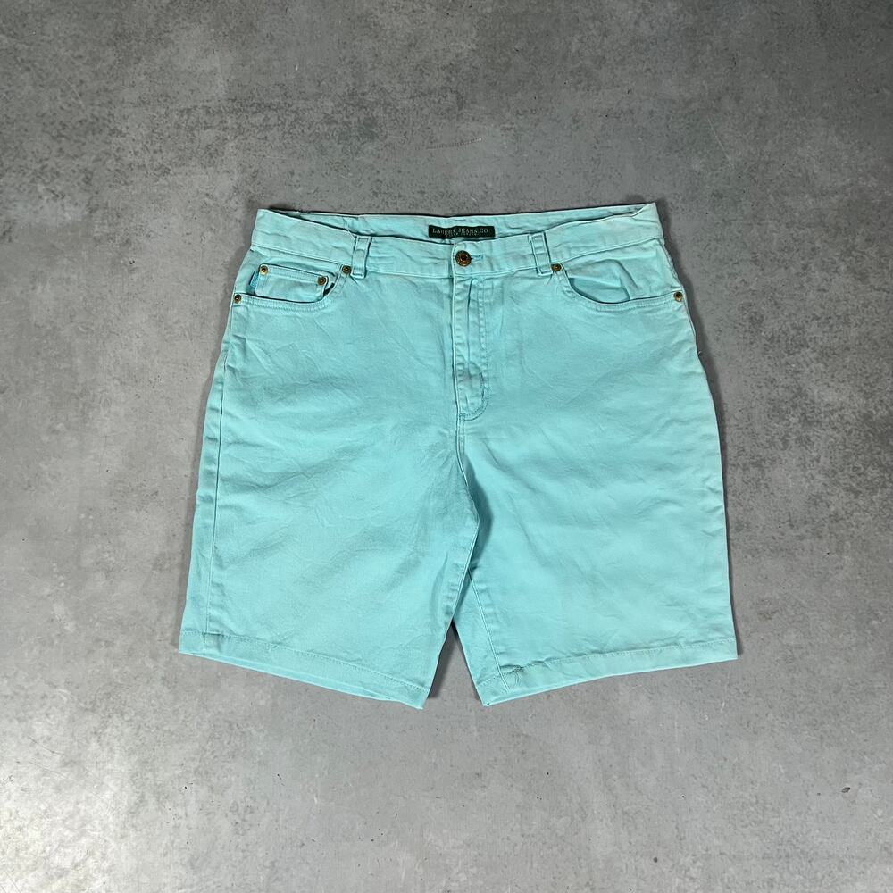 Lauren Jeans Co. Ralph Lauren Women's Size 14 Aqua Blue Denim Shorts